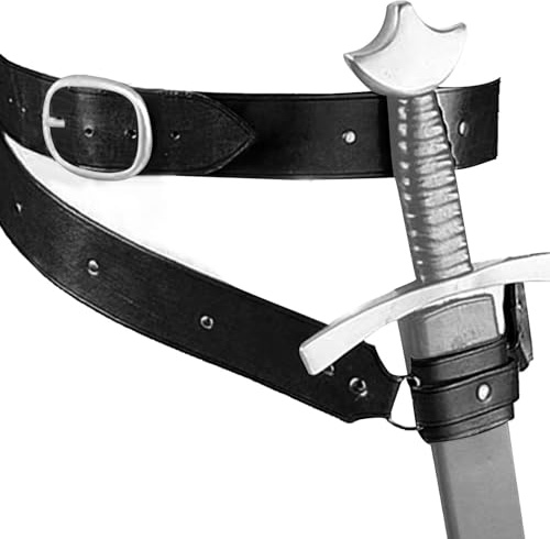 Schwertgürtel Mittelalter Retro Leder Schwert Frosch Gürtel Schwerthalter, Double Wrap Echtleder Schwertgürtel mit verstellbaren Riemen, Leder Schwert Frosch (Größe)