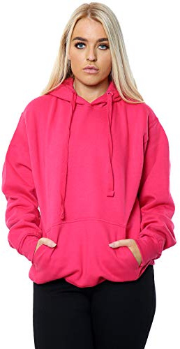 imporio 11 Women Ladies Oversized Pullover Plain Hoodie Top With Out Zip Hoodies Sweatshirt Top Jumper UK 8-24