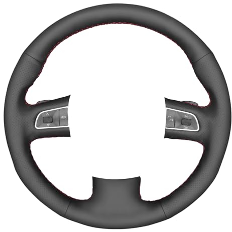 MEWANT Lenkradbezug DIY Hand Nähen Lenkradhülle aus Echtleder Lenkradschoner für Audi A3 (8P) 2006-2013 A4 (B8) 2005-2012 A5 2008-2012 für Seat Exeo 2009-2012