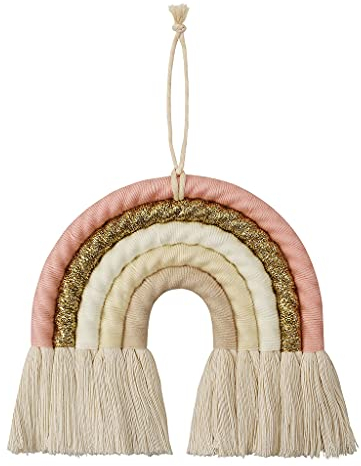 Boji Tenture murale arc-en-ciel neutre, tissée nordique, macramé, arc-en-ciel, décoration bohème, pour mur, chambre, maison, chambre d'enfant, chambre de bébé, rose