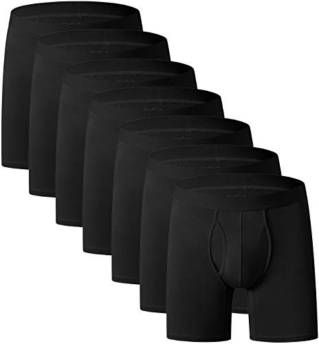 YOULEHE Men's Boxer Shorts Soft Bamboo Underwear Trunks Breathable Multipack (U018 (7 Pack Black - Long legs), XXL)
