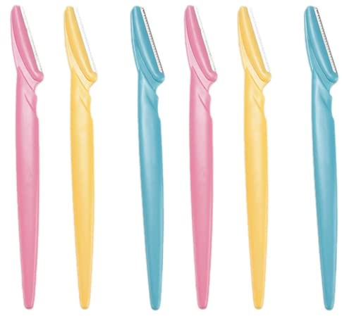 Eyebrow Razor, (6 pack) Exfoliating Tool, Women's Razor, Safety Cap included, Dermaplaning Kit, Face Neck Shaver, Eyebrow Trimmer Brow Razors Fuzz Remover for Women and Men by TradeProvider®