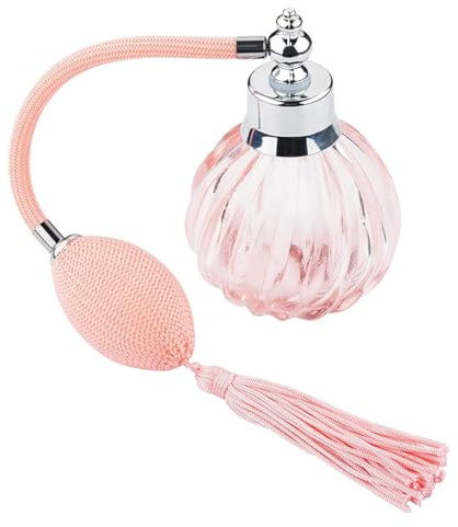 Minkissy Vintage Emprty Perfume Bottle 90ml Refillable Perfume Atomizer Retro Spray Bottle for Fragrance Essential Oils Mister Elegant Women Ladies Present (Pink)