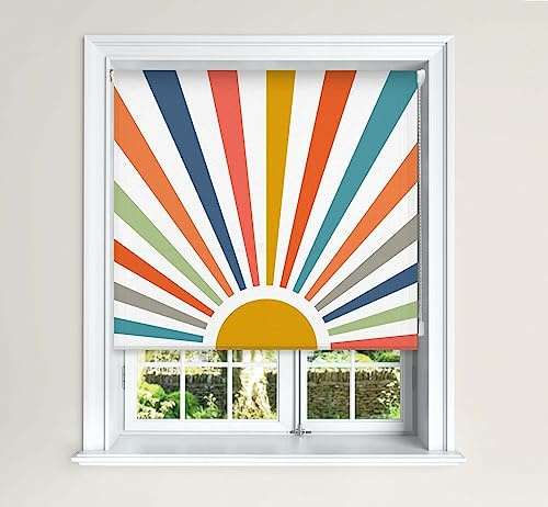 Lister Cartwright Blackout Roller Blinds Windows Child Safety Fitting Included Beautiful Design, Painted Sun 150 x 140 cm