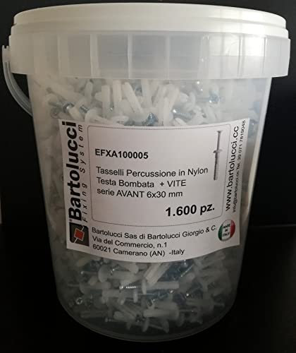 Secchiello con 1600 Tasselli con vite, 6x30, tasselli per mattoni pieni, calcestruzzo, pietra