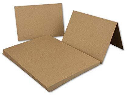 75x Vintage Kraftpapier Falt-Karten DIN A6-105 x 148 mm - Naturbraun - Recycling - 350 gr blanko Klapp-Karten - Gustav NEUSER