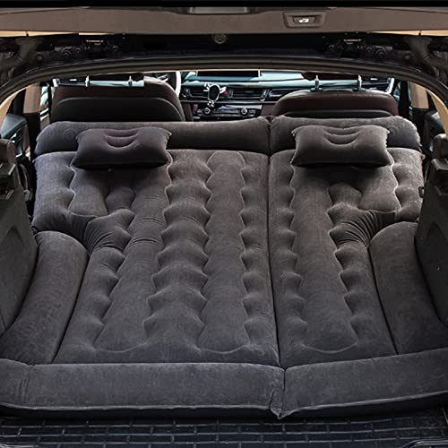 SIGOEC Auto Matratze Auto Bett Luftmatratze für Audi A6 C7 Avant A6 C7 Allroad A6 C8 Beflockter Stoff Einfach zu Säubern mit Luftpumpe e 2 Kissen(Color:Schwarz)
