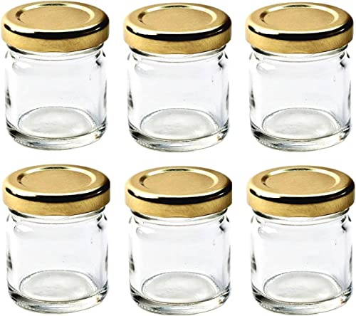 KWARE 25x30ml,41ml Mini Jam Jars Including Gold Twist Off lids and Ideal for Samples, Breakfast portions, Wedding Favours and Gifts (24x41ml jam jar)