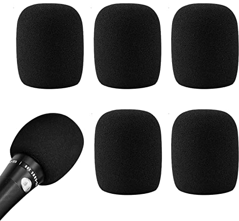 5 Stück Mikrofon Windschutz, Staubdicht und Antibakteriell Mic Foam Cover, Handmikrofon Windschutz mit Guter Elastizität Kontraktilität, Pop Schutz Mikro für KTV, Outdoor-Aktivitäten (Schwarz)