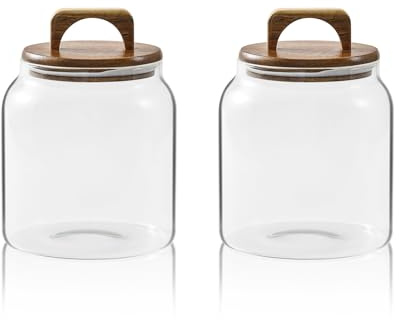 Sweejar Glass Jars for Laundry Room Organization, Half-Gallon Laundry Pods Container, Glass Food Storage Jars with Airtight Lid, 2 Pack, Hand Lid