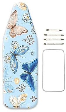 Treer Baumwollbezug Bügelbrettbezug für Dampfbügeleisen mit 4 Clips Bügeltischbezug Weich Komfort Polster Bezug für Bügeltischbezug mit Kordelzug (140x50cm,Hübsch)