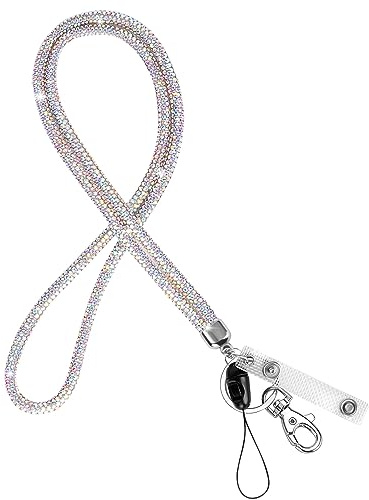 OFFCUP Cordón Llaves Cuello, Cristal Correa, Lanyard para Insignia con Cierre de Langosta Giratorio, Cordón Correa para Teléfono Móvil con llavero, para Teléfonos el Llaves y Badge Id (Colorido)