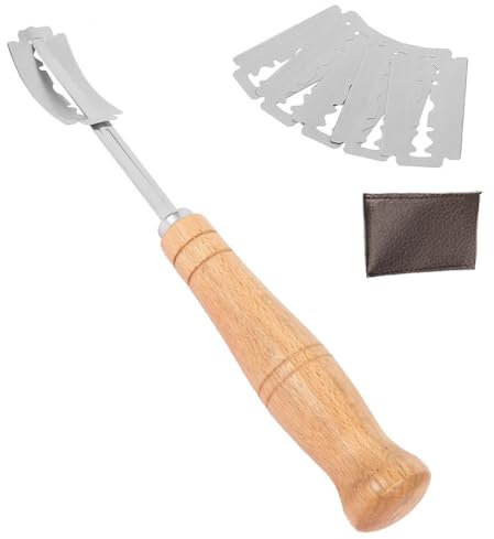 Bäckermesser - Langer Griff Baguettemesser mit 5 Klingen, Französisches Brotmesser Edelstahl für Brots Ritzmesser, Brotbackzubehör