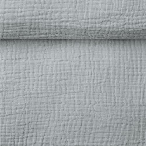 Textrend Tissu mousseline au mètre, Double gaze - 100% coton, tissu anti-allergénique, Textrend 1x1.45m - Tissu de couture, Idéal pour les bébés (Gris glacier)