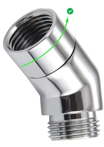 Adaptateur de pommeau de douche, adaptateur coudé en laiton massif à 135 degrés, connecteur d'extension de tête de douche G1/2 (chromé) (rotatif)