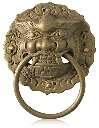 Türklopfer aus massivem Messing mit Löwen-Motiv für vordere Außentüren, antike Vintage-Griffe für Schubladen, Schränke, Schubladen, Kommoden (Stil 1)