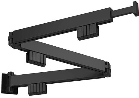 HONPHIER Drying Rack Laundry Collapsible Wall Mounted Clothes Drying Rack with Hooks Strong Clothes Airer Indoor Outdoor Saving Space Drying Racks for Balcony, Bathroom, Bedroom (Black, 3-Fold)