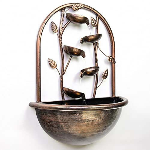 CRUISINGSS Fontaine d'eau de Jardin intérieure/extérieure Fontaine d'eau extérieure H 55 cm Fontaine Murale avec lumières pour terrasse, Patio, Porche, décoration de Cour