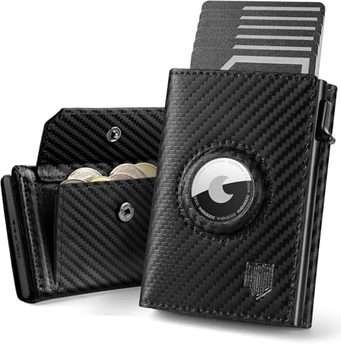 DODENSHA® Airtag 2 Wallet Herren mit XL Münzfach I MagSnap Kartenetui Herren I Smart Airtag Wallet für 10+ Karten I Geldbörse Herren mit RFID Schutz I Portmonee Herren mit AirTag* Fach I Carbon