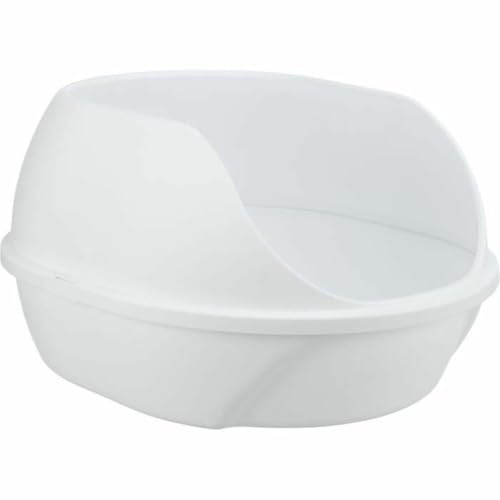 Trixie Katzentoilette Simao weiß, extra hoher Rand – 48 x 30 x 58 cm | Katzenklo mit hohem Schutzrand und Easy Click-Verschlüssen – hält Streu drinnen, einfache Reinigung im Alltag
