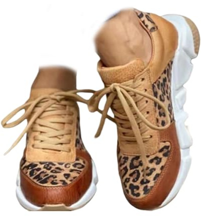 HOUXIANDOU Sneakers Ortopediche con Stampa Leopardata Melisaa, Sneakers con Supporto Plantare per Fascite Plantare (Stampa Leopardata, 39 EU)