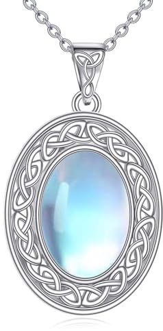 YAFEINI Mondstein Halskette Sterling Silber keltischer Knoten filigraner Anhänger Schmuck Halskette Schmuck Geschenke für Damen (Mondstein Halskette)
