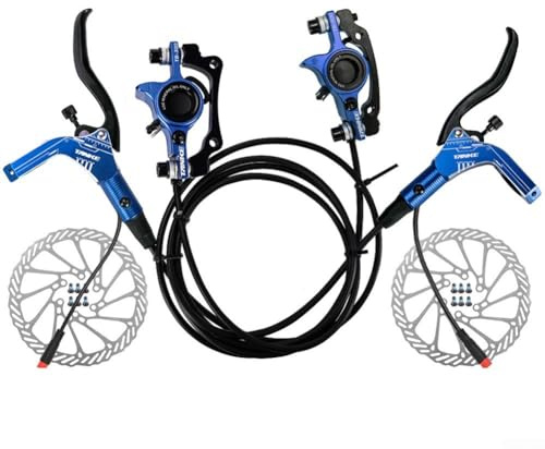 ZAMETTER Elektrisches Fahrradbremsen-Set, hydraulisches Scheibenbremsen-Set für Elektrofahrräder, elektrisches Fahrrad, hydraulisches Scheibenbremsen-Set (blau)