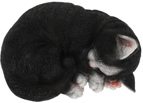 Yardwe Katzenskulptur Gartenfiguren Schwarze Katze Katzenstatue Garten Statue Katzenfigur Aus Harz Für Terrasse Rasen
