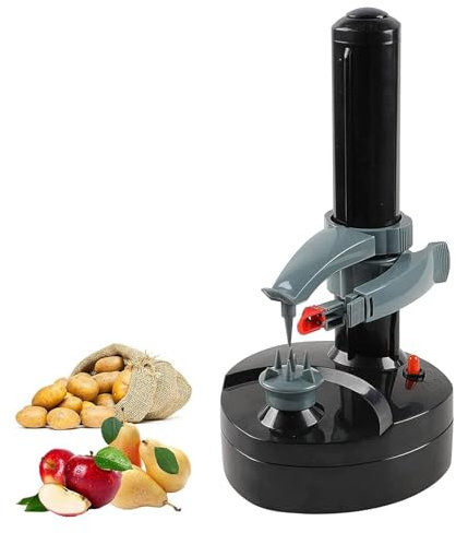 Electric Potato Peeler, Stainless Steel Automatic Rotating Fruits Potato Peeler with 3 Stainless Steel Blades and Non-Slip Bottom, One-click Drive, Rechargeability for Pears Potato Cucumbers Etc