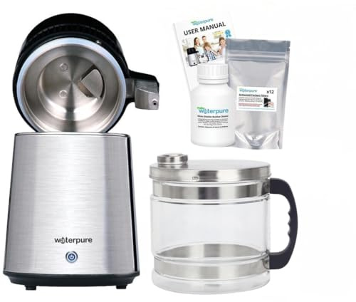 Water Pure 316 Marine Grade Stainless Steel Water Distiller, 4 Litre Glass Jug, 3 Years Filters Free, 200g Residue Cleaner Free. Largest and Fastest Water Distiller Machine