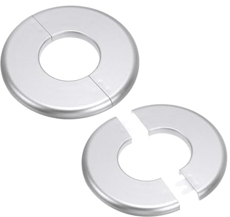 PATIKIL Rohrabdeckung Wand Split Flansch Rohrmanschette 1,73 (44mm), 2 Stück ABS Runde Selbstklebende Rosetten Wasserhahn Armaturen-Abdeckungen für Badezimmer Armatur Dekoration, Silber
