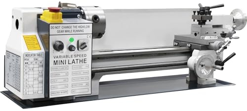 Tornio per Metallo 180MMx350MM 750W Mini Tornio Metallo,Metallo Ingranaggio Con Porta Coltello e Pennello,Velocità Variabile 0-2500 Giri/min,Tornio per Metalli per Filettatura/Tornitura/Foratura