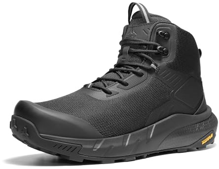 NORTIV 8 Men's Waterproof Military Tactical Work Boots Leather Motorcycle Combat Lightweight Non-Slip Hiking Boots for Men VaporGuard,Size 11W,Black,SNMT246M