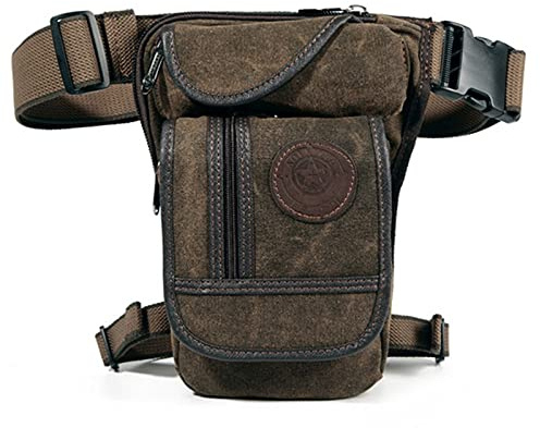 Ymnilian Beintasche,Beintasche Motorrad Herren Canvas Vintage Drop Beintasche Taille Hose Hose Hüfte Hüftgürtel Wandern Motorrad Cross Body Mission Bag(Coffee)