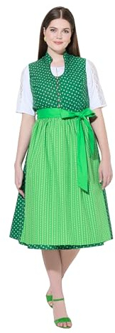 Ulla popken dam stora storlekar överdimensionerade plus storlek Dirndl Viola knappar, Gräsgrön, 62