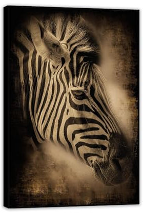 RXNHGJDS Zebra Leinwandbild,Abstraktes Zebra poster Retro Tier,Kunstdruck auf Leinwand Schwarz Weiß Tier Leinwand Bilder Grosse Wandbilder Wohnzimmer Xxl Mit Tieren 30x20cm Schwarzer Rahmen