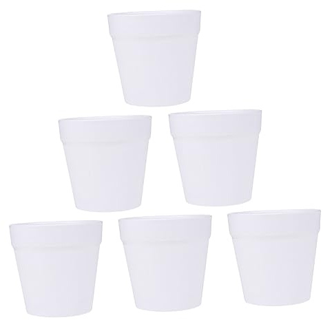 CLISPEED 6stücke Teiliges DIY Blumentopf Weiß Für Junge Mädchen Zum Bemalen Kunststoff Pflanztopf Kreativ Für Sukkulenten Indoor Pflanzen Bastelspaß Vorschulbildung Eltern-Junge Mädchen