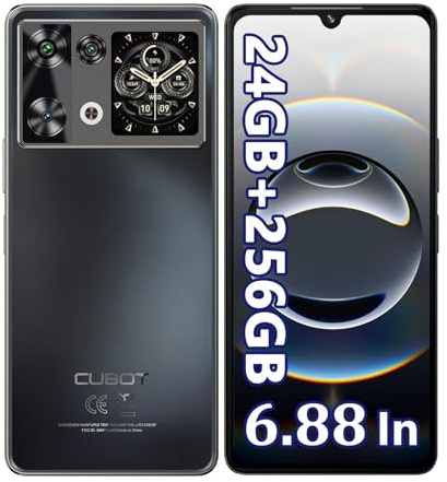 CUBOT P90 Telephone Portable Android 15, 24Go RAM + 256Go ROM/1To MTK G100 Smartphone Pas Cher, Écran 6.88&120Hz + 1,72 Arrière Téléphone Gaming, 5100mAh/18W, 64MP+16MP, 4G Doble SIM NFC OTG GPS