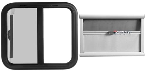WIGING Caravan Side Window, RV Replacement Window with Roller Blinds, Aluminum Alloy Frame Sliding Motorhome Window, Window Opening Direction: Left Opening((WxH) 50x30cm)