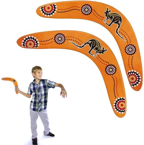 QingWing 2 Stück Bumerang für Kinder, Holz Bumerang mit Klassischer Form, Licht Boomerang v Shaped Outdoor, für Wurfspiel Kinder Erwachsene Kinder Outdoor Sport Toys Spiele