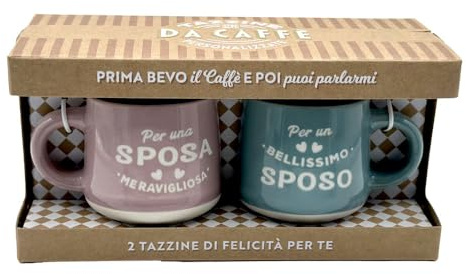 CLEARCO Tazzine da caffè personalizzate in scatola regalo - Sposa & Sposo