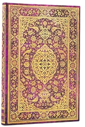 Paperblanks | 2026 Rubedo | Cockerells marmoriertes Papier | 12-Monatskalender | Mini | Verso | Elastikband-Verschluss | 160 Pg | 100 GSM