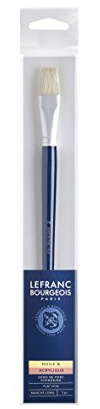 Lefranc Bourgeois 810099 Schweineborstenpinsel in feiner Qualität für Ölfarbe oder Acrylfarbe - 1 Flachpinsel Nr. 24, langer Stiel