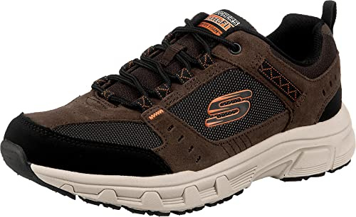 Skechers Hombre Oak Canyon Trainers, Chocolate Leather/Pu/Mesh/Black Trim, 39.5 EU