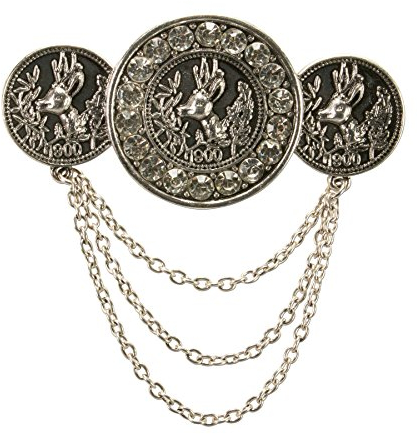 Alpenflüstern Blusen-Brosche Hirsch-Münzen antik-Silber-Farben API096