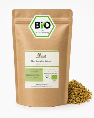 Kamillentee Bio - ganze Kamillenblüten getrocknet - abgefüllt und kontrolliert in Deutschland (500g)