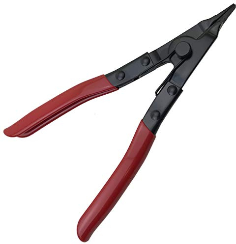 Pinza di montaggio/pinza per anelli elastici ondulati con estremità piatta (pinza sicurezza punta a quadretti la esterna ad esempio su alberi trasmissione).