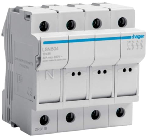 Trennbarer Sicherungshalter (LSN504) Typ L38 3P+N 32A 4 Module 690V
