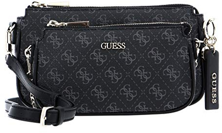 GUESS Damen Schultertasche Arie Double Pouch Crossbody Coal