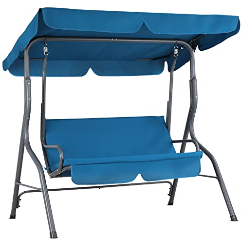 Casaria Dondolo Altalena da Giardino Hollywood 140x112x150cm 2 posti con Tettuccio Parasole Imbottito per Esterno